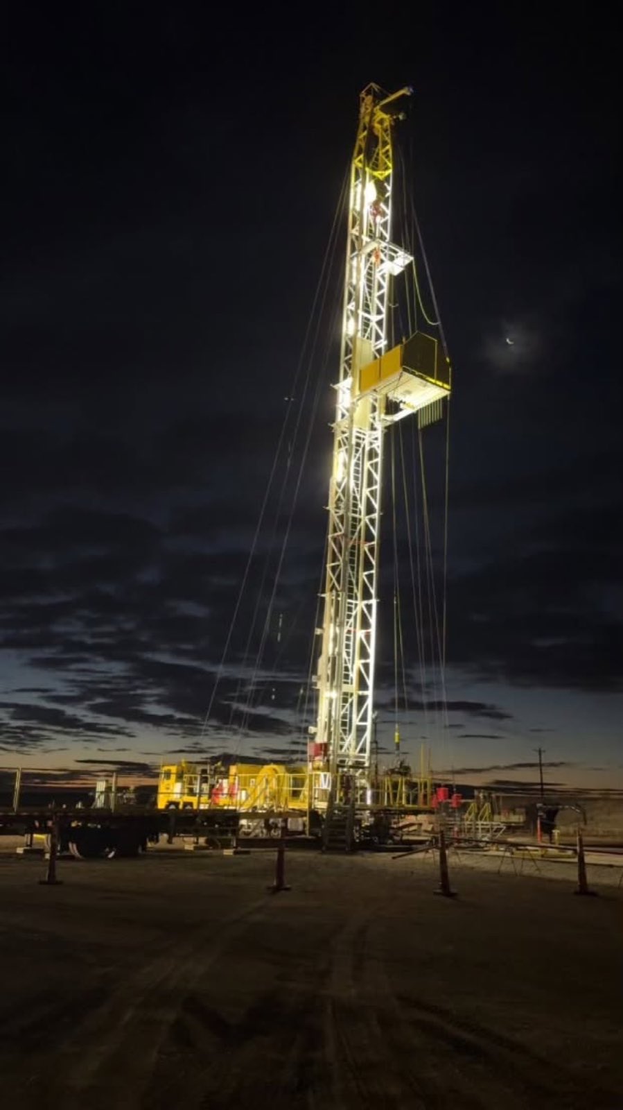 Mast raised at night