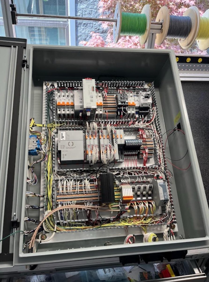 Control enclosure on the bench before shipping